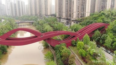 航拍湖南长沙中国结桥梁